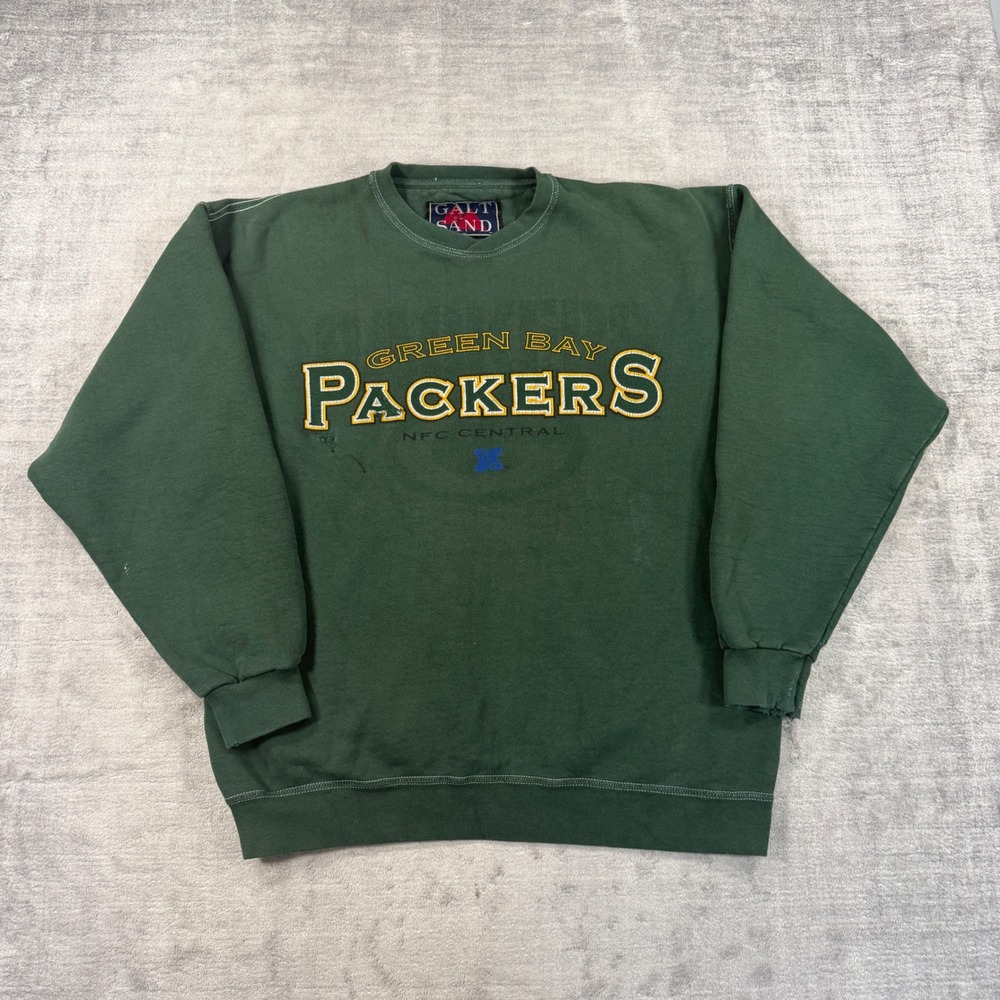 Green Bay Packers Sweatshirt Mens XL Green Vintage NFC Pullover Distressed NFL